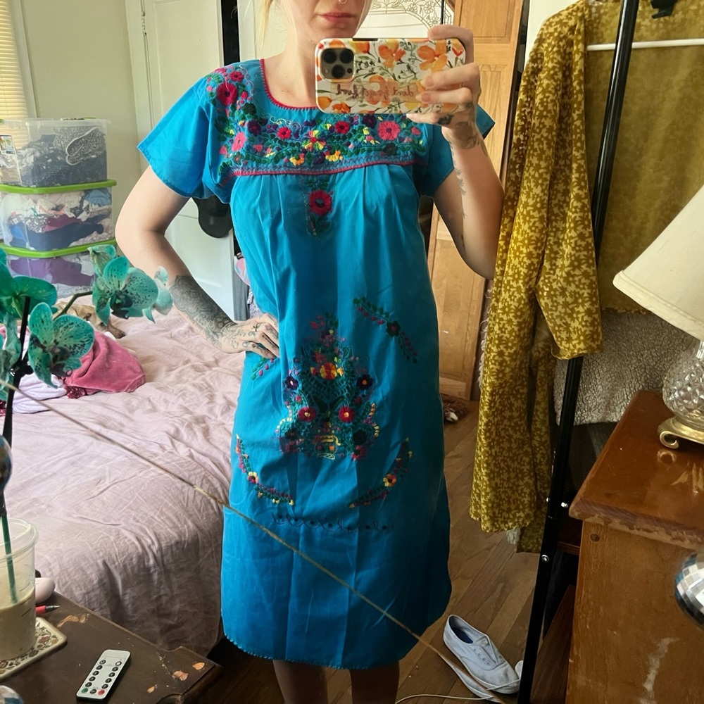 HANDMADE amazing, authentic, hand embroidered, boho vintage huipil